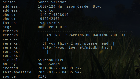 تصویر whois مربوط به ISP